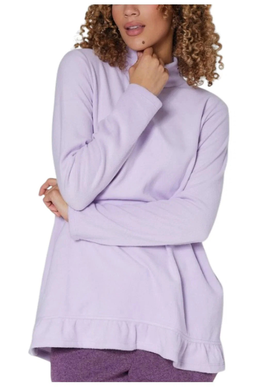 Cuddl Duds Women's Fleecewear w/Flutter Hem Mock Neck Purple - Regular